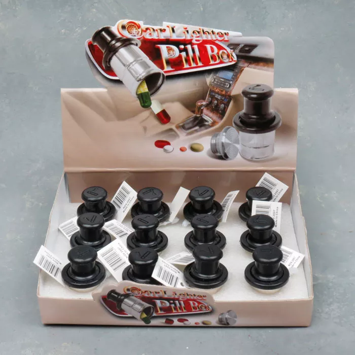 1.5″ Car Lighter Pill Boxes w/Spring (12-count display)