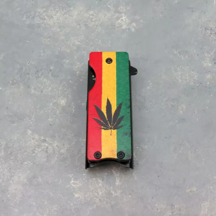1.5″ Rasta Leaf Spring-Assisted Lighter Knife
