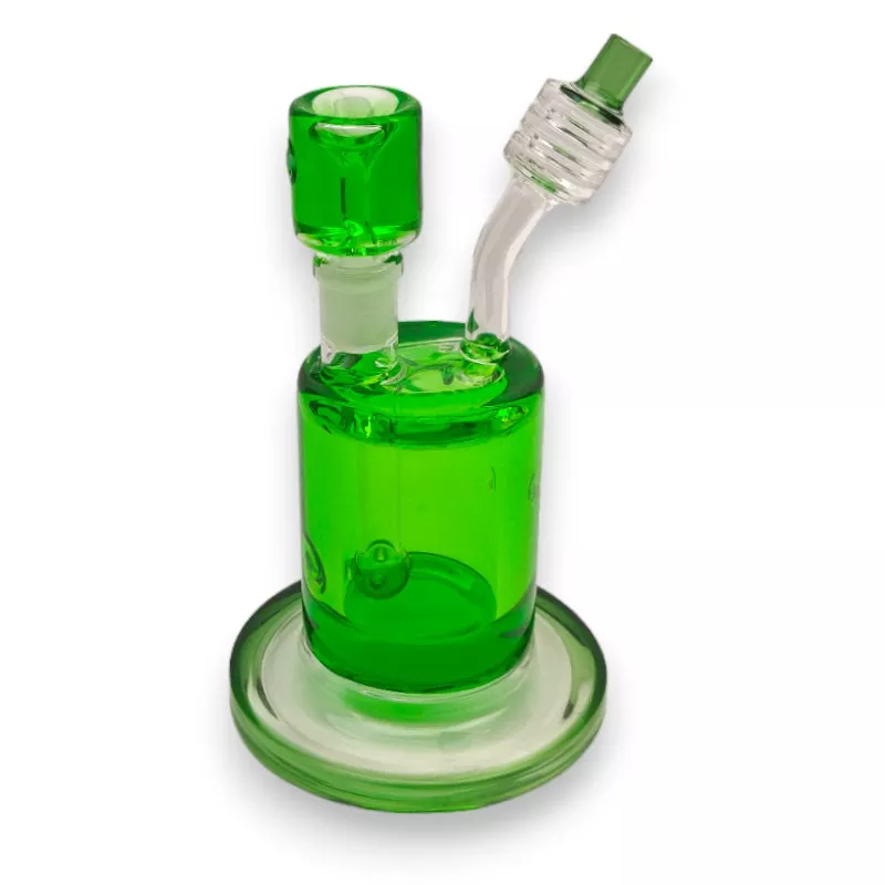 1.5″ Ribbed Straw Glycerin Small Perc Glass Water Pipe Rig w/Glycerin Bowl