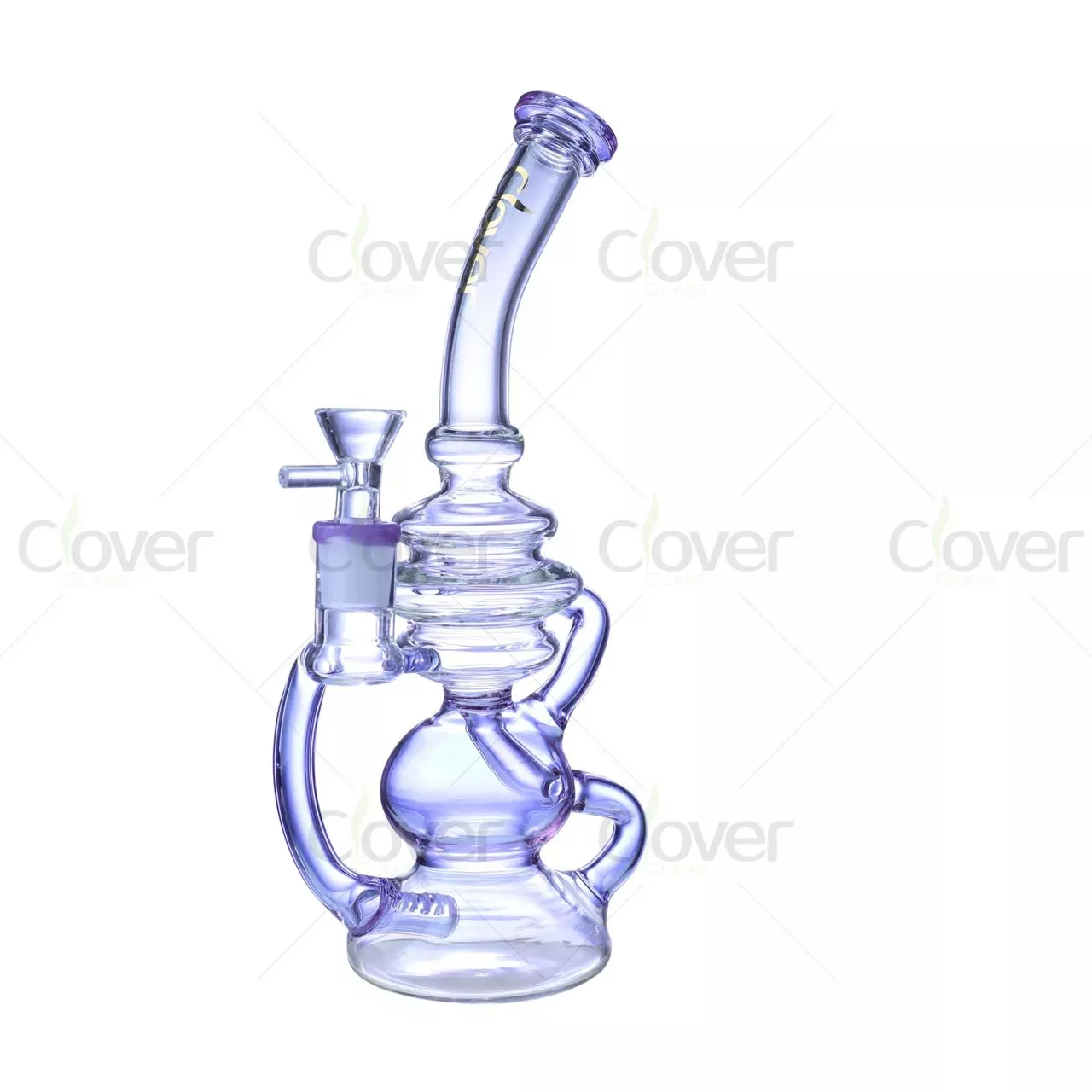 10.03″ Clover Glass Recycler Dab Rig | 5mm Thick Colored Accent Water Pipe Wholesale