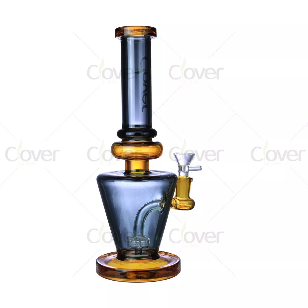 10.23″ 5mm Grey & Amber Dual-Tone Straight Tube Bong with Matrix Perc | Wholesale Water Pipe