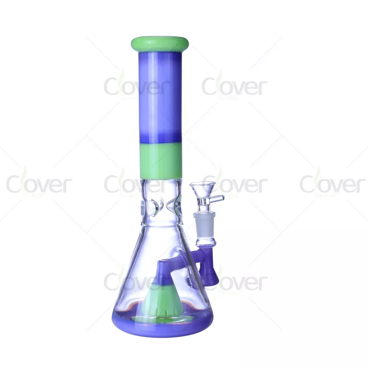 10.24″ 5mm Purple & Green Color Block Beaker Bong with Cone Perc | Wholesale Water Pipe