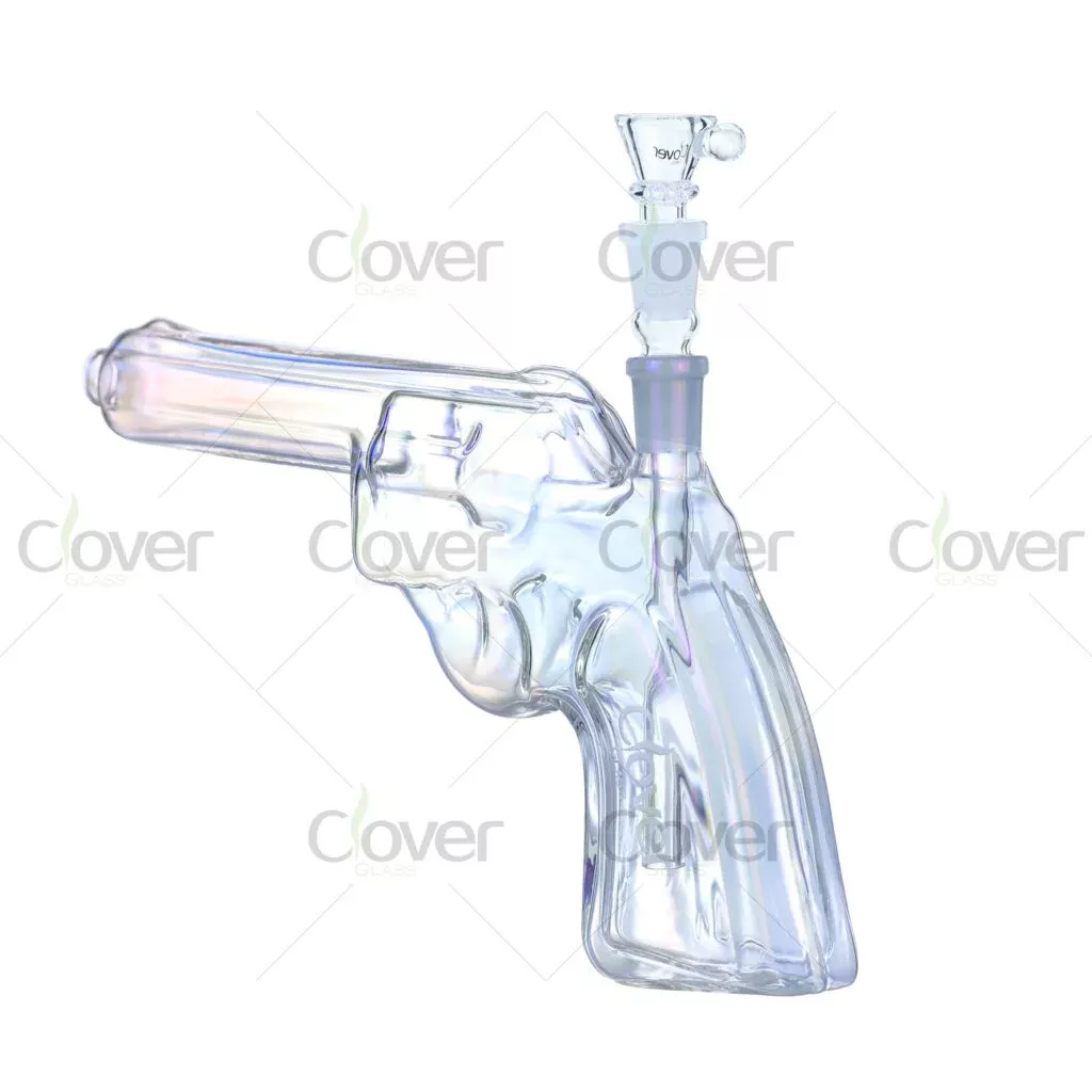10.4″ Gun-Shaped Glass Water Pipe – 14mm Female Joint | 5mm Thick Durable Borosilicate