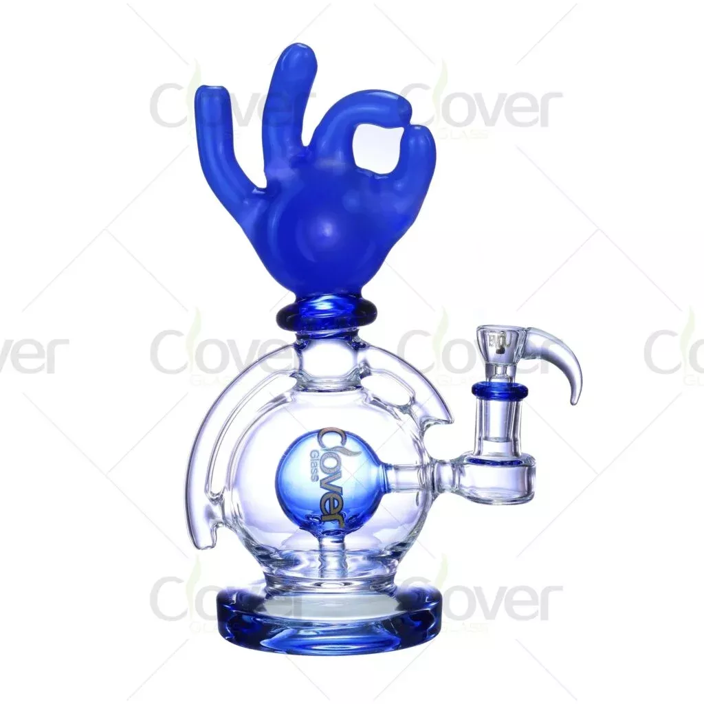 10.43-Inch OK Hand Recycler Bong – 14mm Female Joint, 5mm Thick Glass