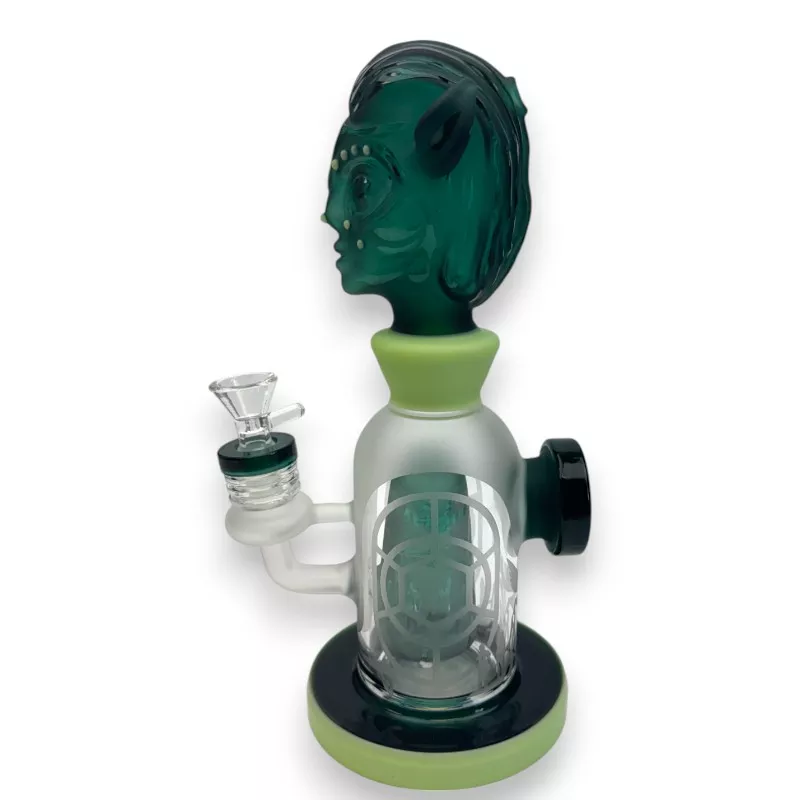 10.5″ Alien/God Head Clear Glass Water Pipe Rig