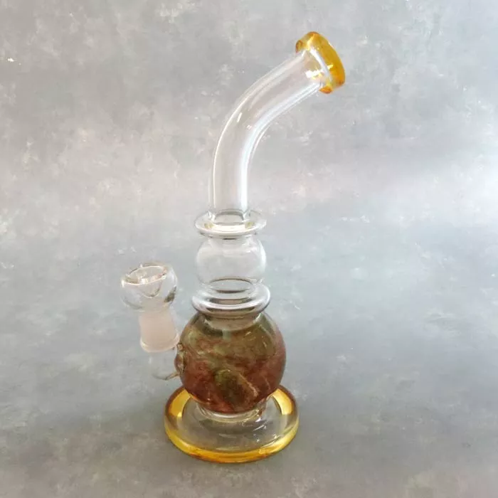 10.5″ Contoured Vase Stule Glass Water Pipe w/Bent Mouthpiece and Inline Perc