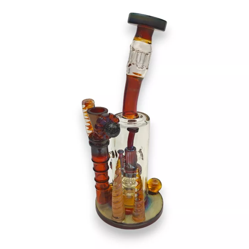 10.5″ Heady Glass Spiral Horns Reverse Showerhead Glass Water Pipe Rig
