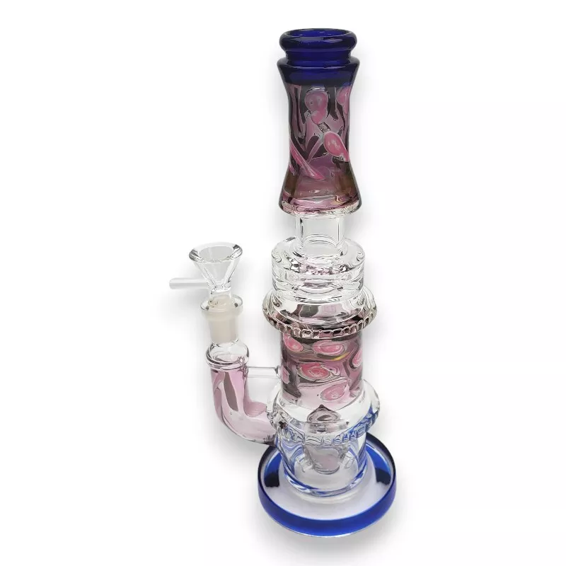 10.5″ M9 Perc Gold Fumed Double Glass Water Pipe w/Notching