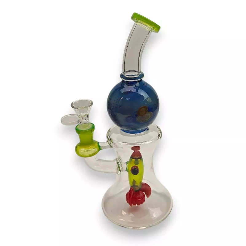 10.5″ Rocket Ship Perc Glass Water Pipe w/Planet Bulge