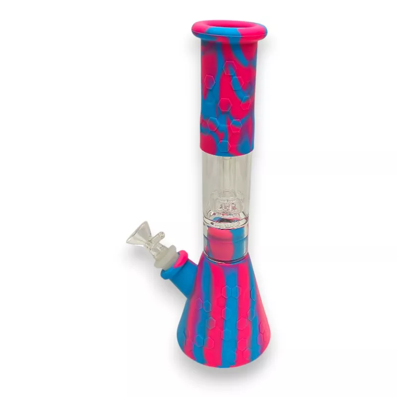 10.5″ Slit Dome Perc Beaker Silicone & Glass Water Pipe