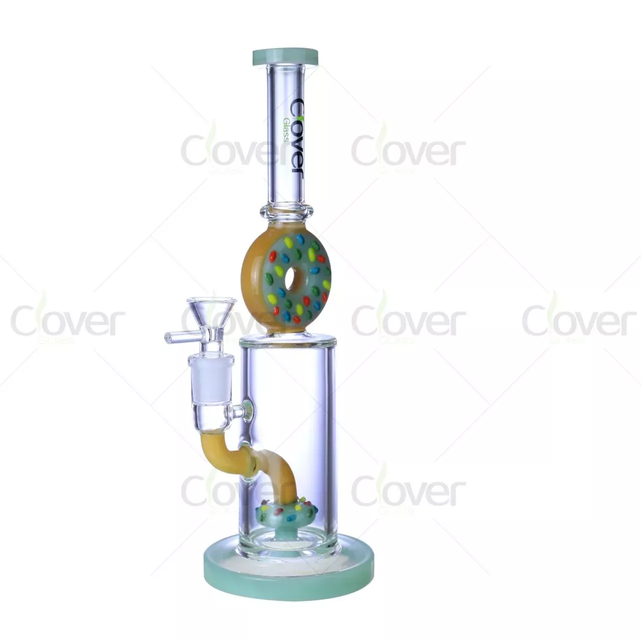10.82″ 5mm Donut Themed Straight Tube Bong with Matching Perc | Multi-Color Accents