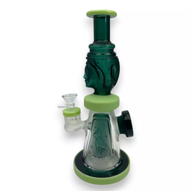10″ Alien/God Head Frosted Glass Water Pipe Rig