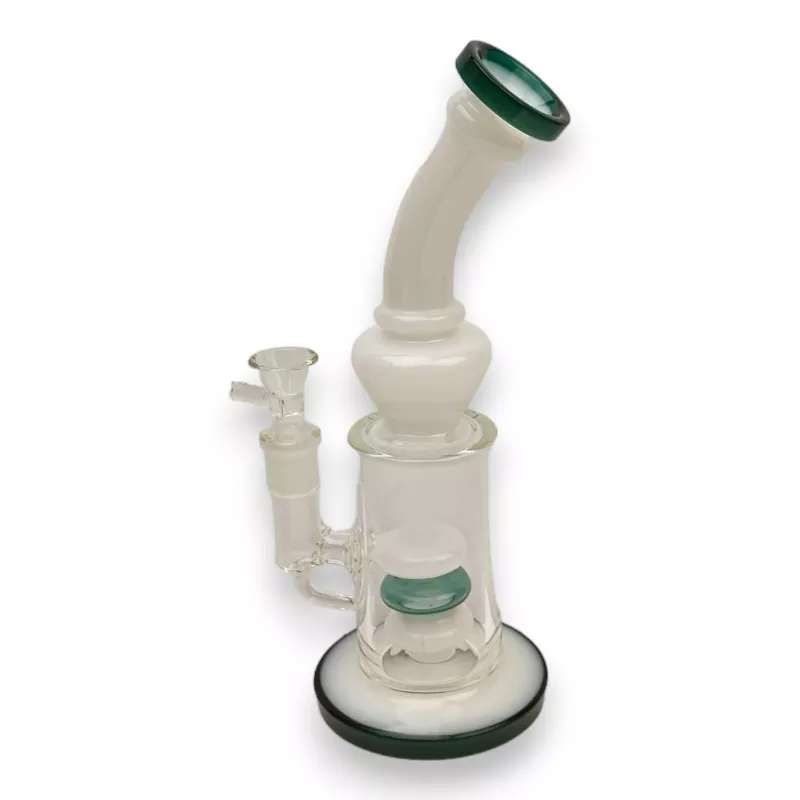 10″ ‘Burger Perc’ Rig Style Glass Water Pipe w/Opaque Base & Mouthpiece