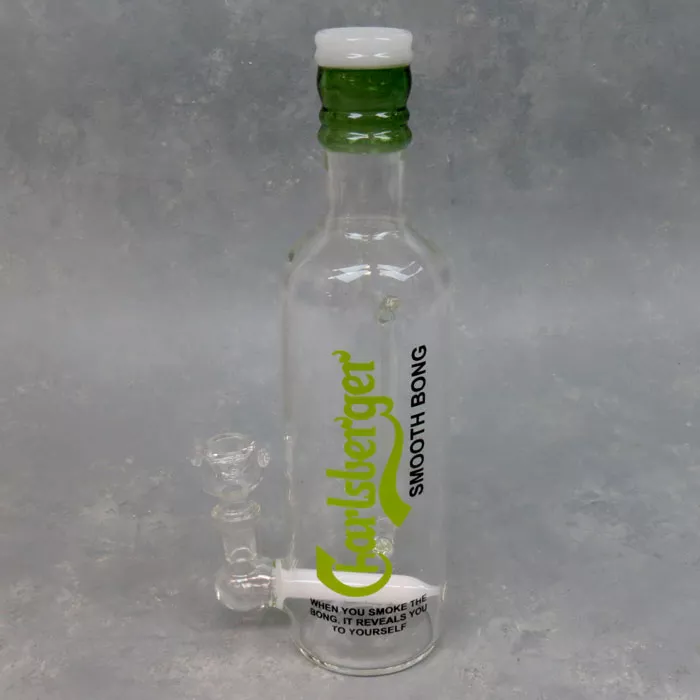 10″ ‘Charlsberger” Bottle Glass Water Pipe w/Inline Perc & Handle