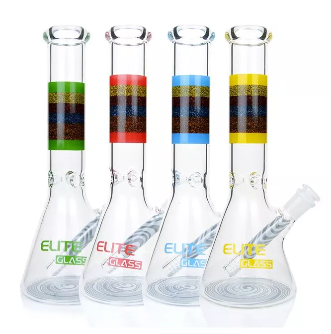 10″ Color Decal Elite Glass Beaker Water Pipe w/Diffused Downstem
