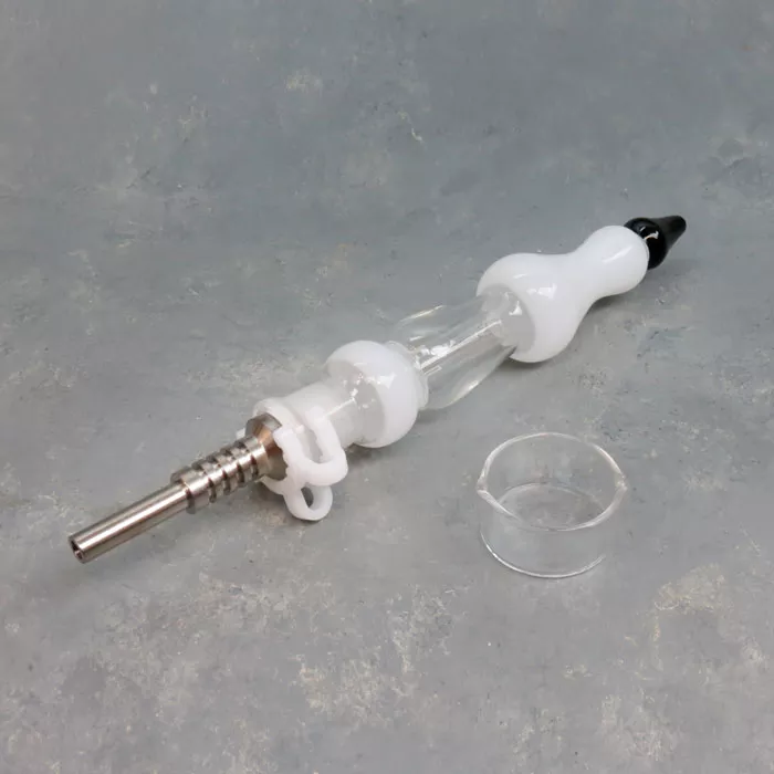 10″ Contoured Dome Perc Nectar Collector Kit w/Clip, Titanium Nail & Quartz Bucket