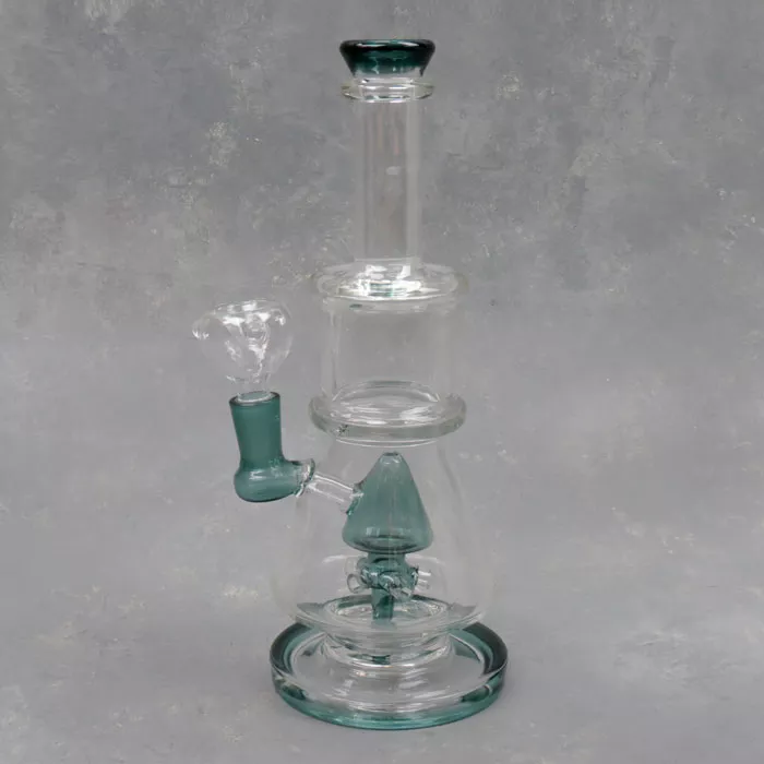 10″ Contoured Mushroom Sprinkler Perc Glass Water Pipe w/Base & Narrow Mouthpiece