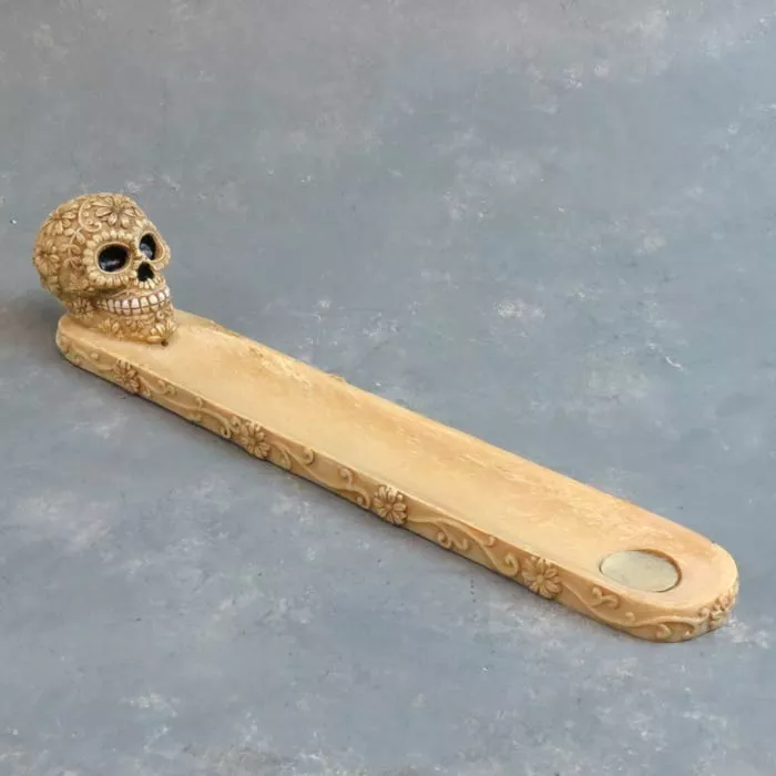 10″ Cream Calavera Incense Burner
