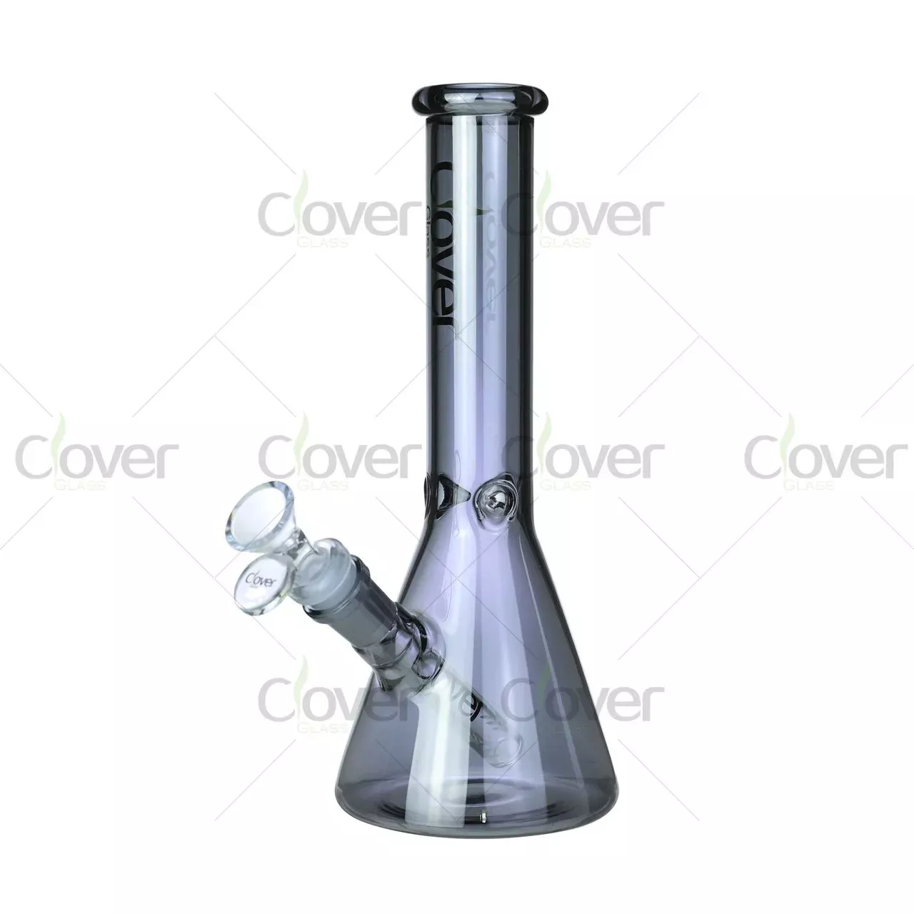 10″ Electroplated Beaker Glass Water Pipe – Iridescent & Gunmetal Finish | 5mm Thick Borosilicate