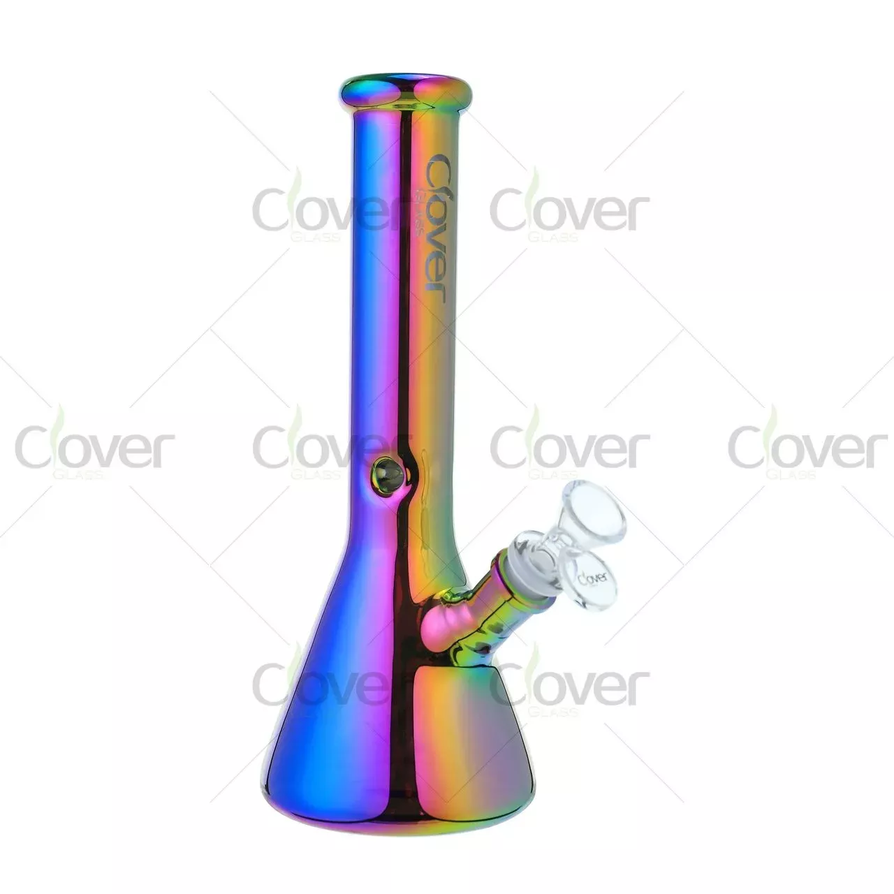 10″ Full Electroplated Rainbow Beaker Glass Water Pipe – 5mm Thick | High-Gloss Metallic Finish