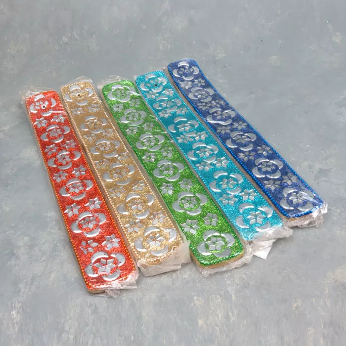 10″ Glitter Mosaic Wooden Incense Holder/Burners (10pcs/pk)
