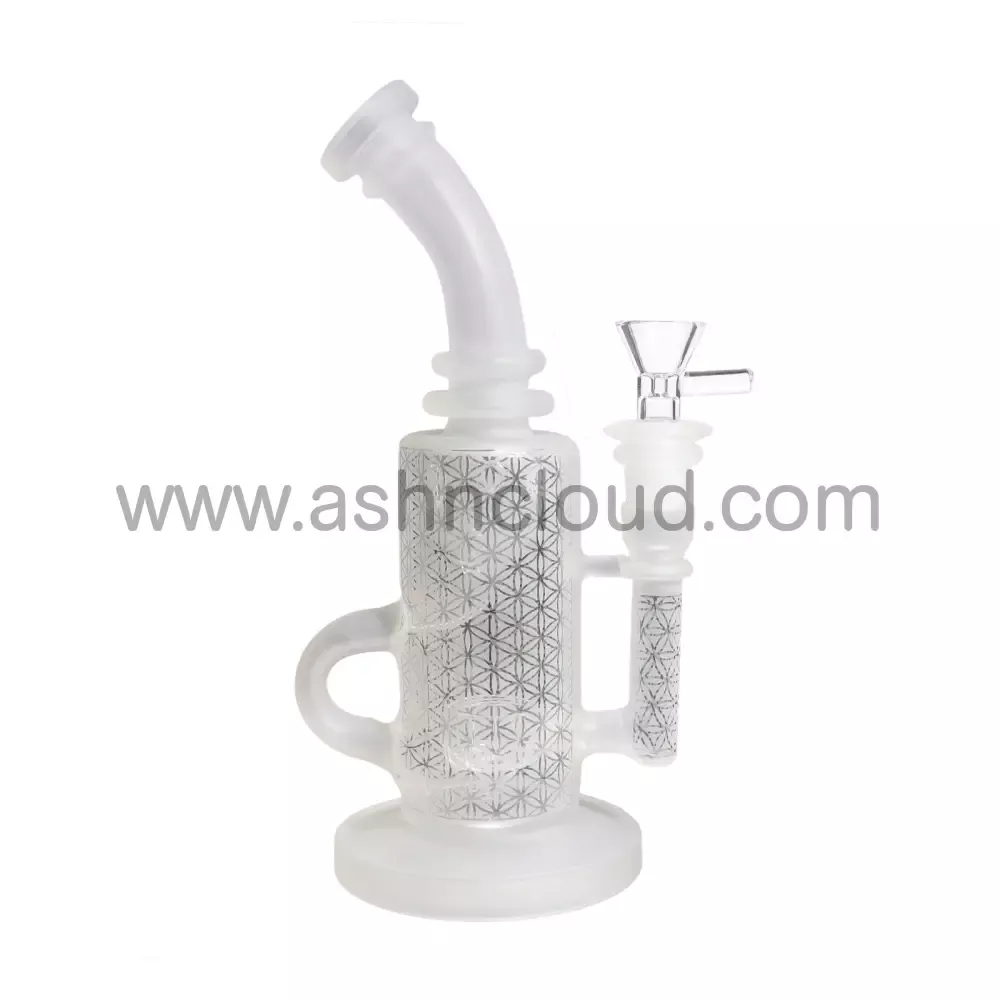 10 in - Frozen Patterns Bent Neck Glass Bong