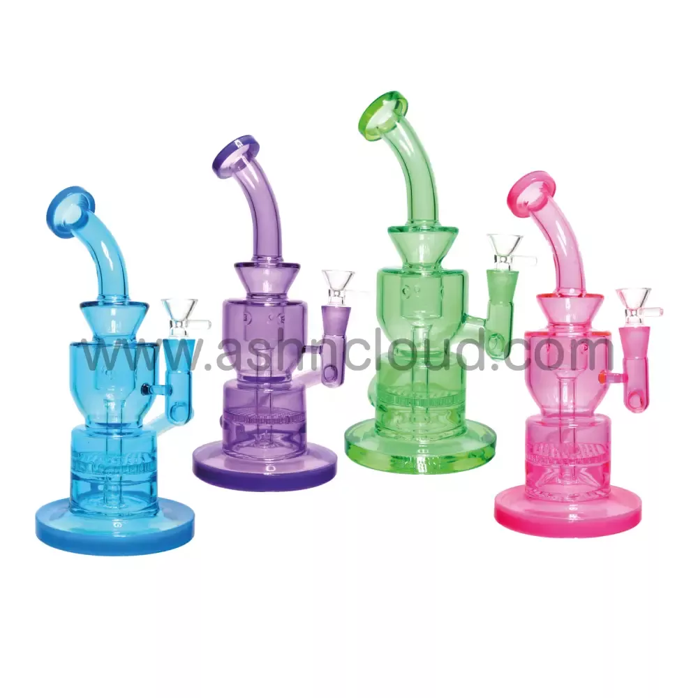 10 in - Honeycomb Neon Shine Glass Recycler