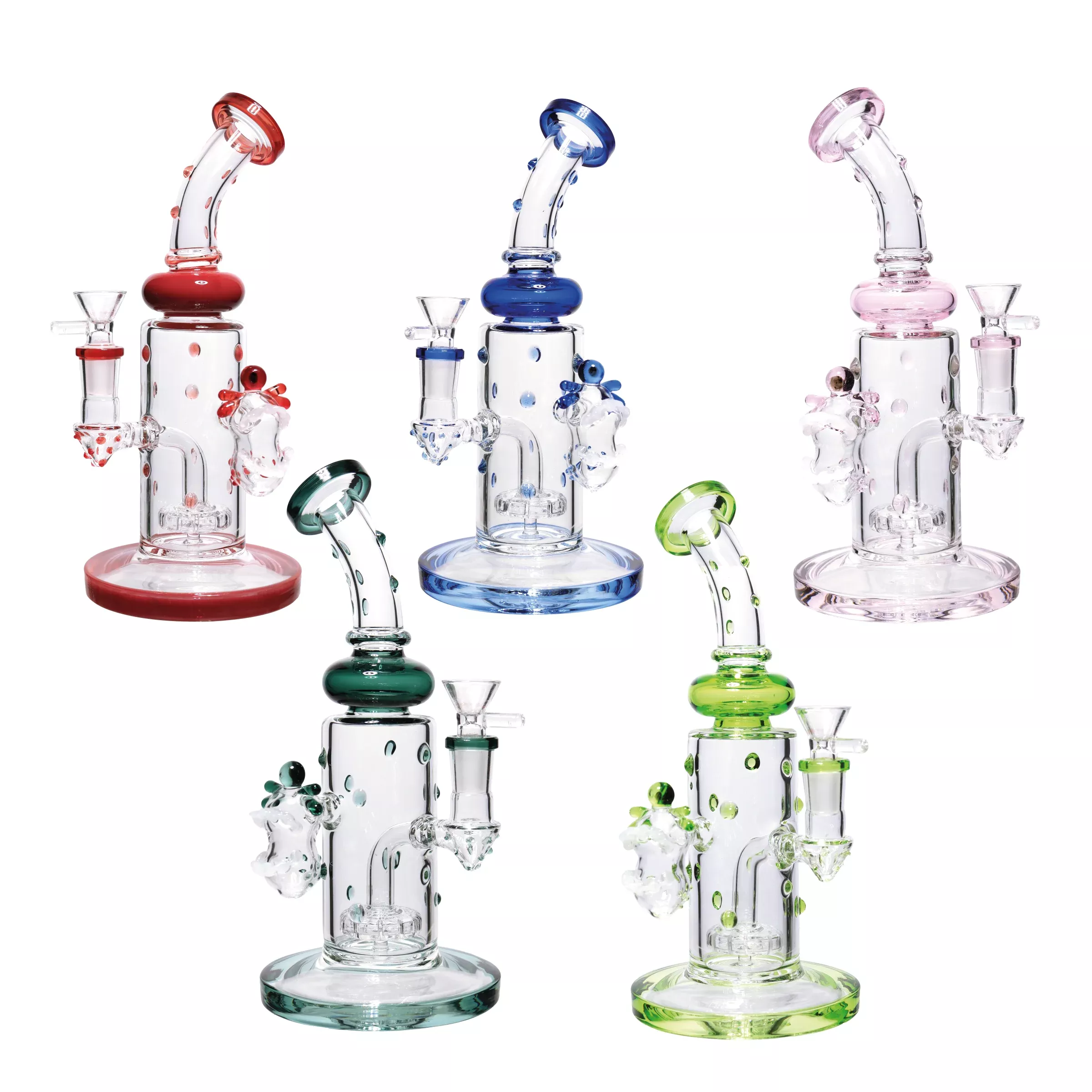 10 in - Monster Face Side Dots Glass Water Pipe Bong