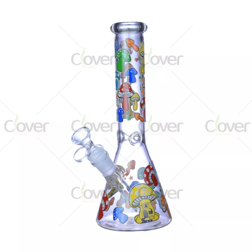 10 Inch Glow-in-the-Dark Beaker Bong – Mushroom & Fruit Wrap Cheap Glass Water Pipes Wholesale