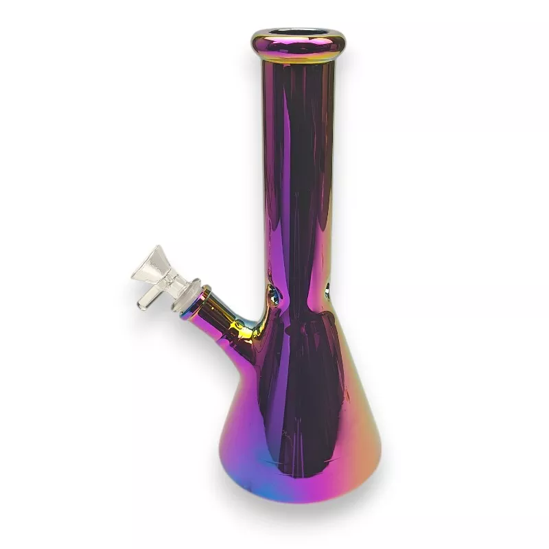 10″ Iridescent Beaker Glass Water Pipe w/Diffused Downstem