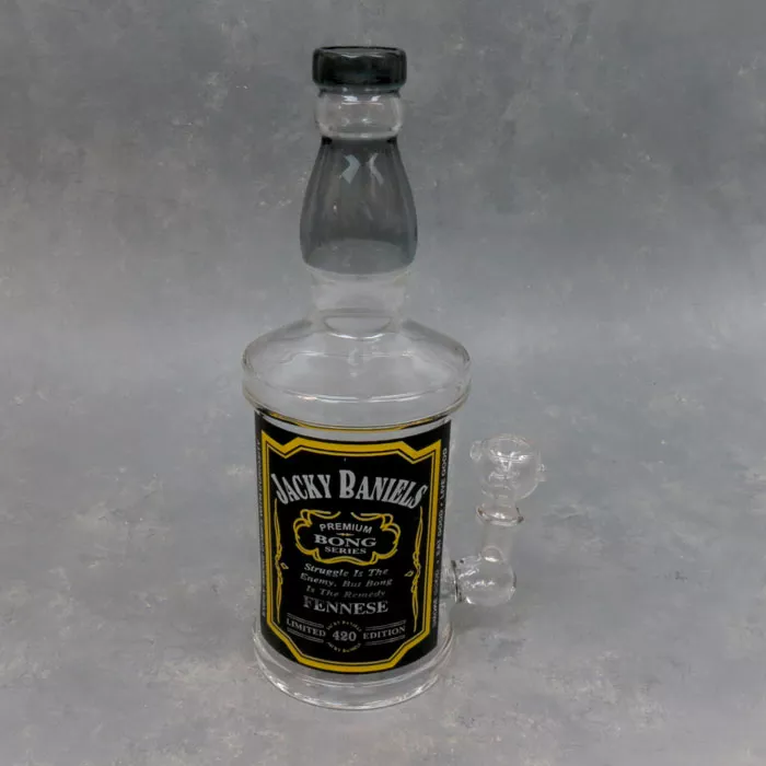 10″ ‘Jacky Baniels’ Bottle Glass Water Pipe w/Inline Perc
