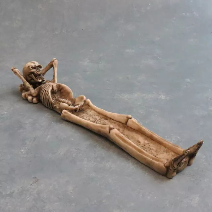 10″ Lying Down Skeleton Incense Burner