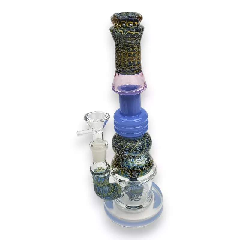 10″ M9 Perc Gold Fumed Glass Water Pipe w/Waterdrop Art