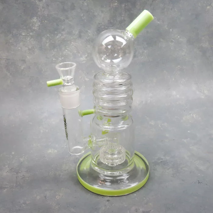 10″ Matrix Perc Ribbed Hipster Glass Water Pipe w/Bulb Bit