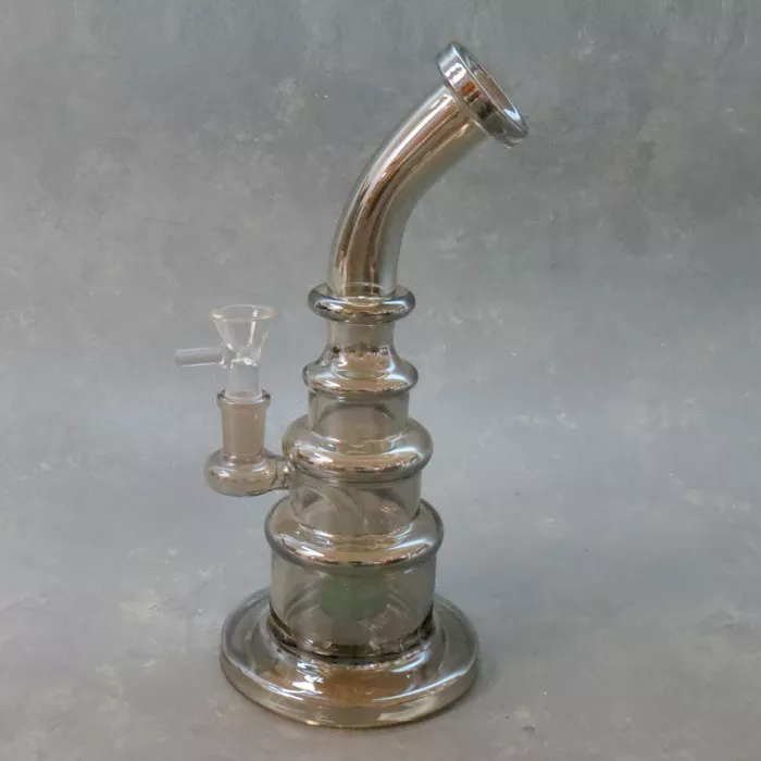 10″ Metallic Finish Tiered Rig Style Glass Water Pipe w/Disc Perc