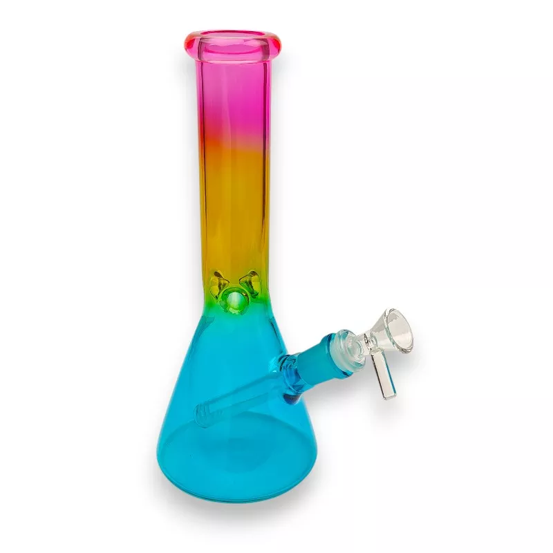 10″ Multicolor Beaker Glass Water Pipe w/Diffused Downstem