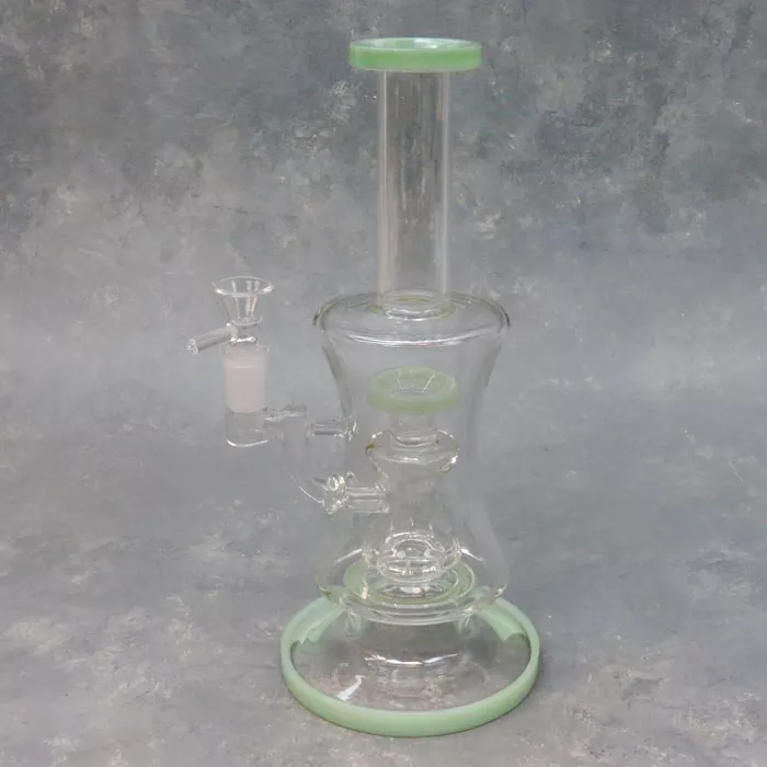 10″ Recursive [Puck] Perc Curvy Rig-Style Glass Water Pipe w/Color Accent