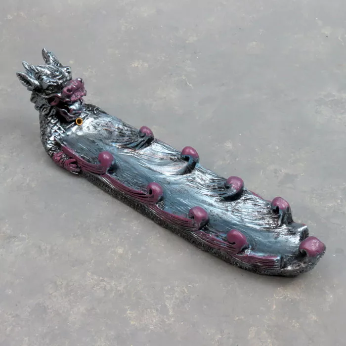 10″ Silver/Purple Wavy Dragon Incense Burner