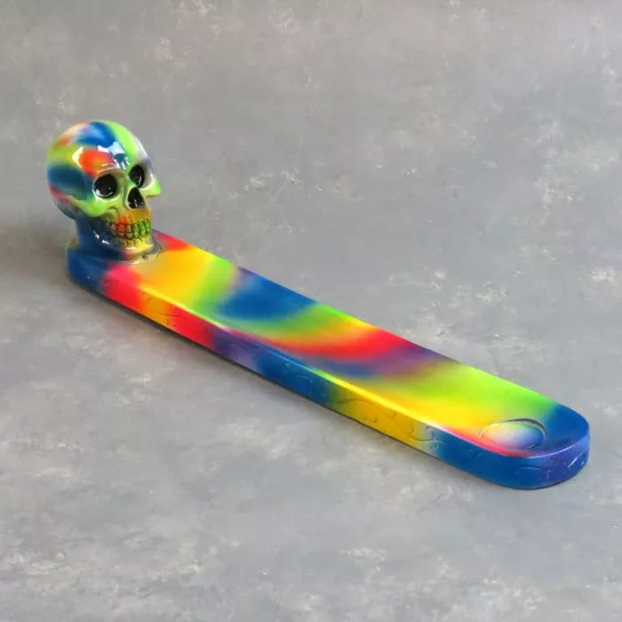 10″ Tie Dye Skull Incense Burner