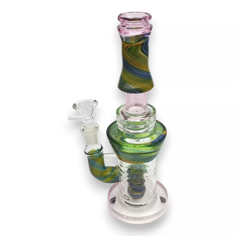 10″ Twisted Locket Glass Water Pipe w/Marble Art