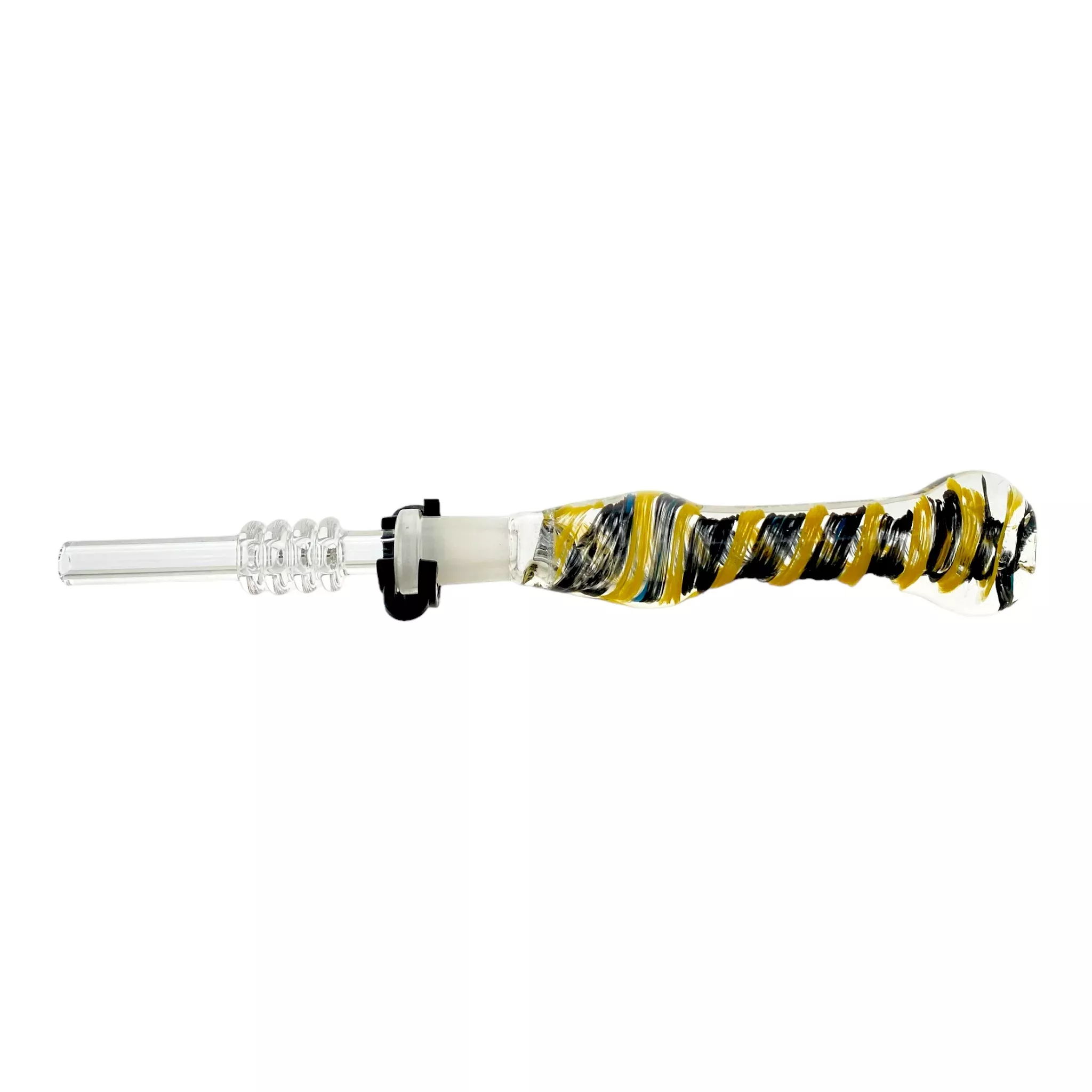 10mm Nectar Collector - Black And Yellow Inside Out With 10mm Quartz Tip