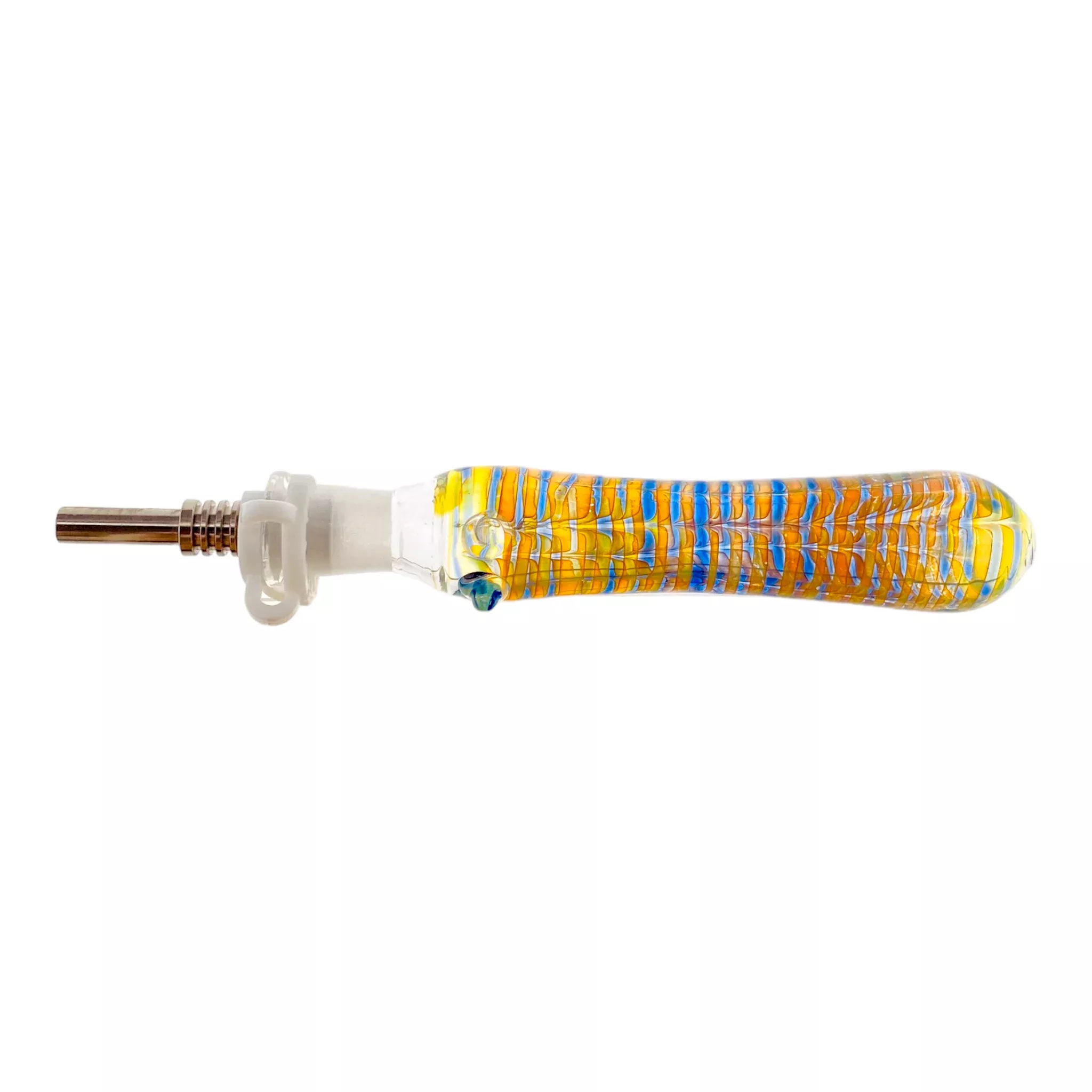 10mm Nectar Collector - Blue And Fume Wrap With 10mm Titanium Tip