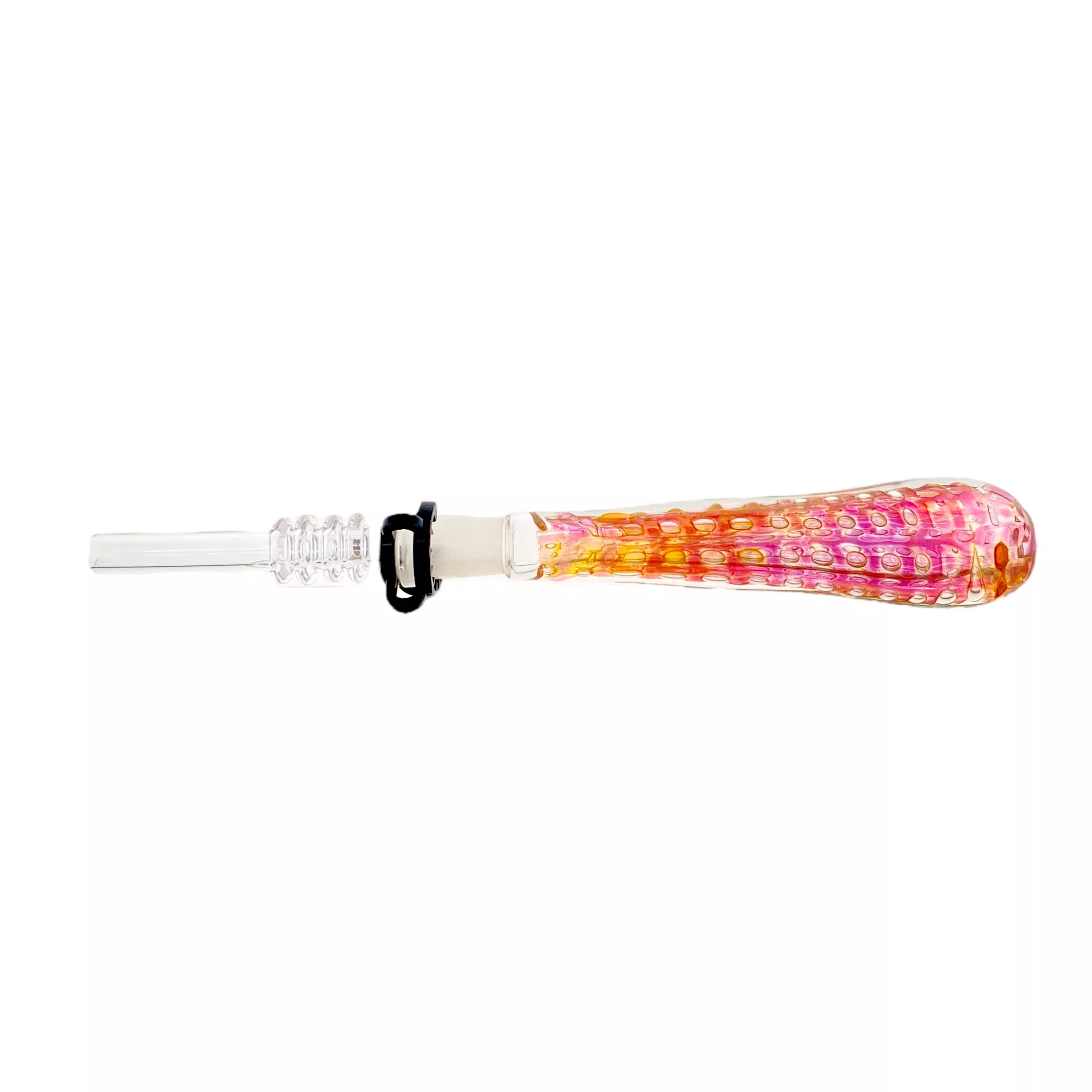 10mm Nectar Collector - Gold Fume With Air Trap Bubbles With 10mm Quartz Tip