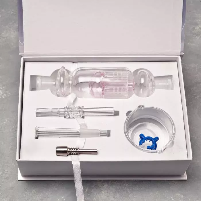 10mm Tree Perc Nectar Collector Kit w/Titanium/Quartz Nails, Glass Bucket, Mouthpiece, and Clip
