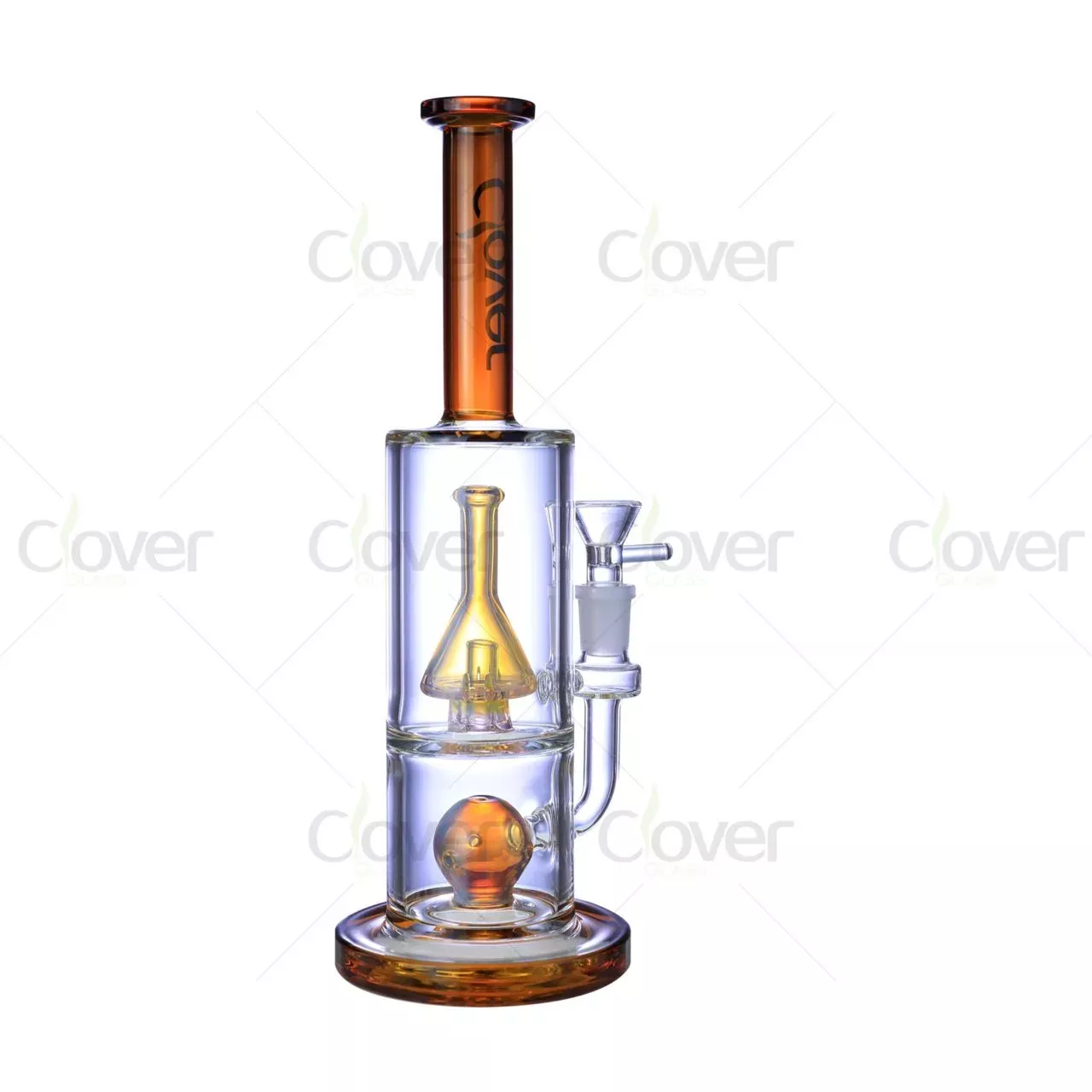 11.02″ 5mm Dual Perc Two-Tone Straight Tube Dab Rig | Wholesale Color Accent Glass Water Pipe