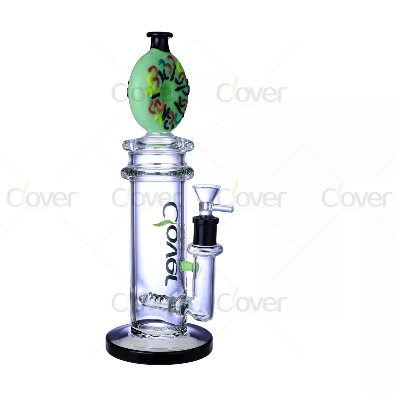 11.42″ 5mm Green Donut Themed Straight Tube Bong with Inline Perc | Wholesale Water Pipe