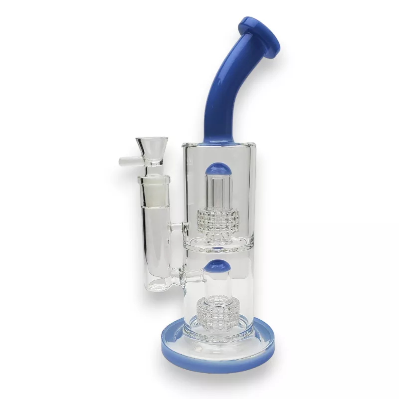 11.5″ Double Matrix Dome Perc Glass Water Pipe w/Angled Mouthpiece
