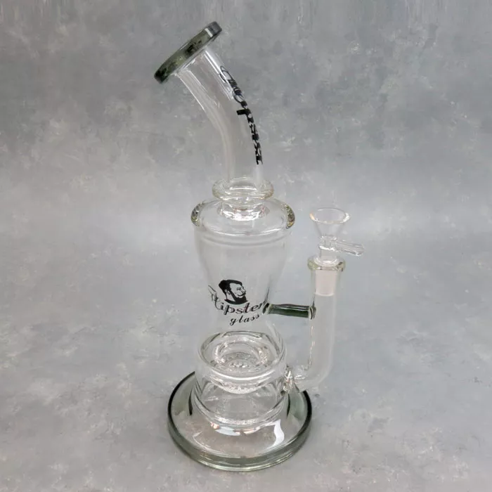 11.5″ Honeycomb Perc Hourglass Hipster Glass Water Pipe w/Bent Mouthpiece