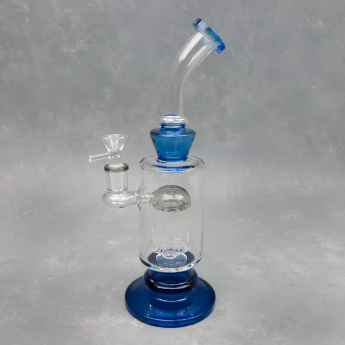 11.5″ Tree Perc Color Accent Glass Water Pipe w/Fancy Base & Bent Mouthpiece