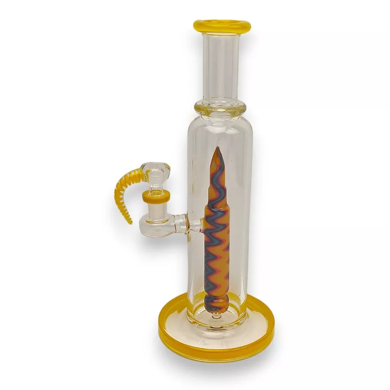 11.5″ Wigwag Rocket Perc Glass Bottle Water Pipe w/Horn Bowl